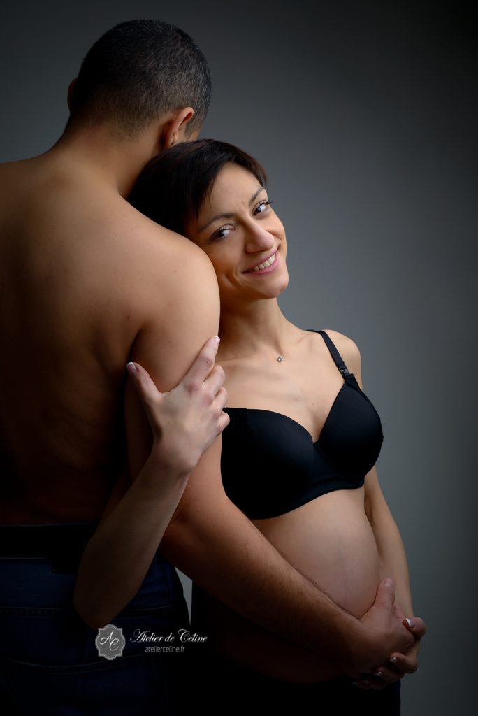 Séance grossesse, studio, femme, couple, femme enceinte (2)